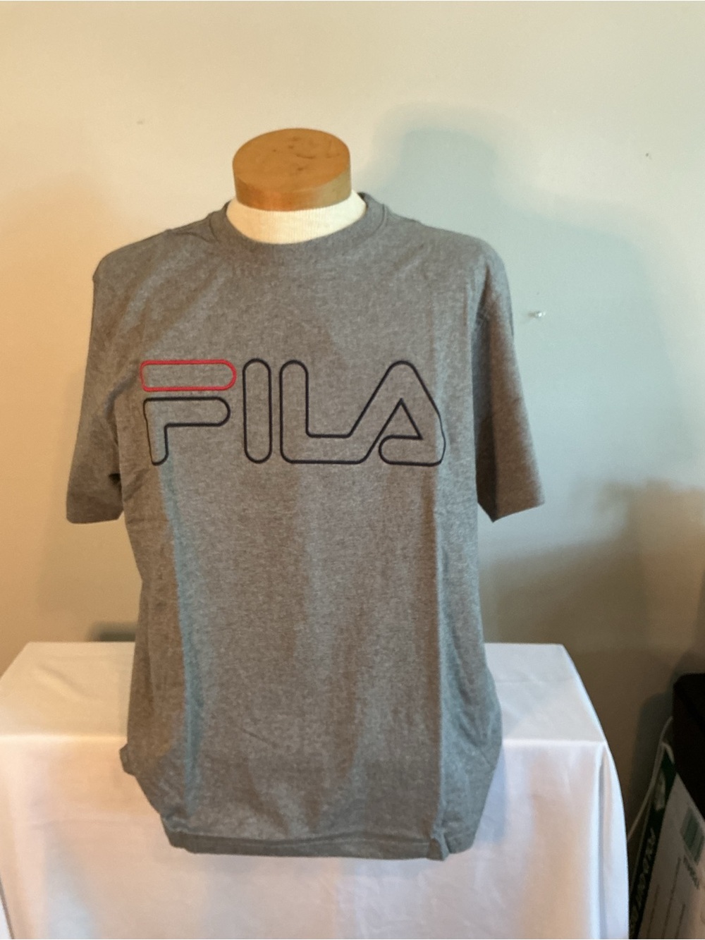 Fila Grey Short Sleeve Logo Tee with Red Accent